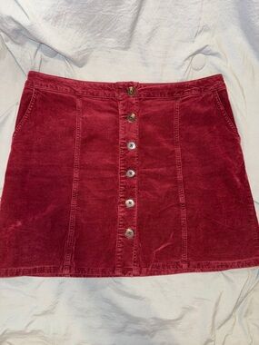 Maurice’s Women's Button-Front Corduroy Mini Skirt in Deep Red